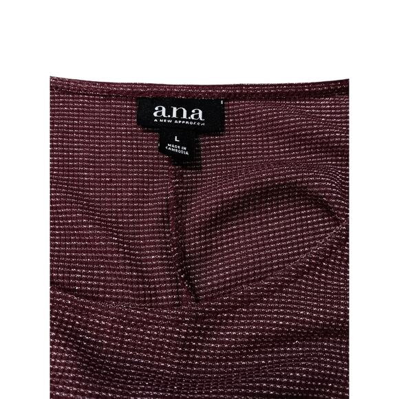 NEW ANA Stretchy Tunic Top Blouse Large Dark Purple Sparkle Ruffle Dressy Career - Picture 5 of 9